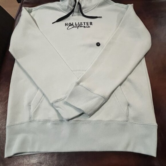 NWOT Hollister California Embroidered Turquoise Light Green Hoodie Pullover - Picture 4 of 10